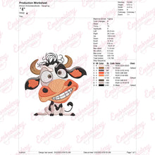 Funny Cartoon Style Cow Embroidery Design