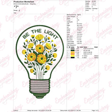 Flowers in Light Bulb Machine Embroidery Design
