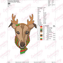 Greyhound Reindeer Christmas Embroidery Design