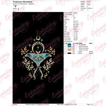 Mystical Moth and Moon Phases Embroidery Design