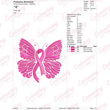 Ribbon With Butterfly Wings Breast Cancer Embroidery Design