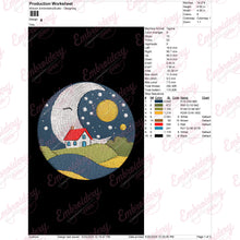Moon Night Cottage Embroidery Design