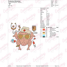 Thanksgiving Turkey Nurse Embroidery Design