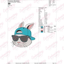 Cool Bunny Face Happy Easter Embroidery Design