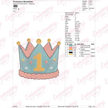 One Birthday Crown Embroidery Design