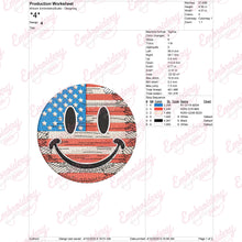 4th of July American Flag Smiley Face Embroidery Design