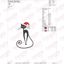 Christmas Black Cat Embroidery Design