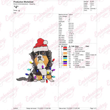 Cute Bernese Mountain Christmas Lights Embroidery Design
