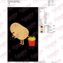 Potato Pooping French Fries Embroidery Design
