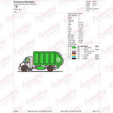 Garbage Truck Machine Embroidery Design