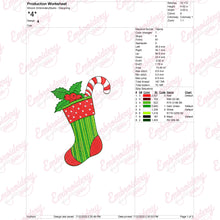 Candy Cane Christmas Stocking Embroidery Design
