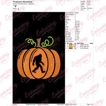 Bigfoot Pumpkin Halloween Embroidery Design
