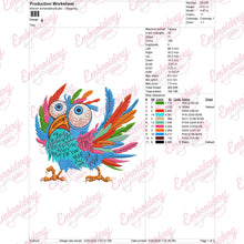 Colorful Stylized Bird Machine Embroidery Design