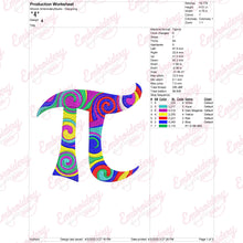 Mathematical Constant Pi Embroidery Design