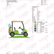 Golf Cart Machine Embroidery Design