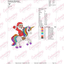Santa Riding Unicorn Christmas Embroidery Design