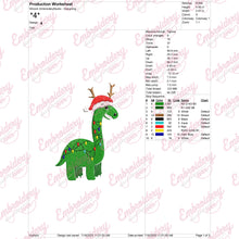 Christmas Dinosaur Embroidery Design