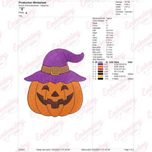 Halloween Pumpkin With Witch Hat Embroidery Design