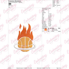 Flaming Basketball Patch Embroidery Design