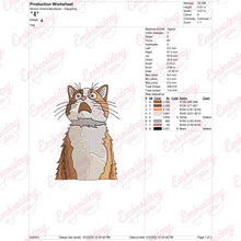 Shocked Cat Embroidery Design