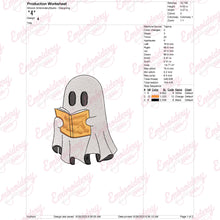 Halloween Ghost Reading A Book Embroidery Design