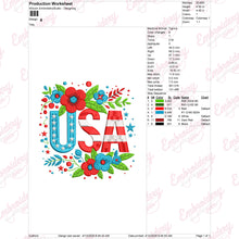 4th of July USA Floral Embroidery Design