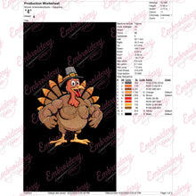 Cute Turkey Embroidery Pattern for Thanksgiving