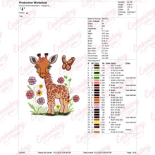 Floral Giraffe with Butterfly Embroidery Design