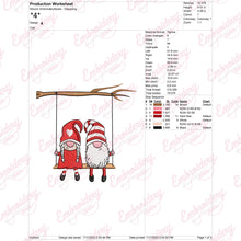 Christmas Gnome Couple On Swing Embroidery Design