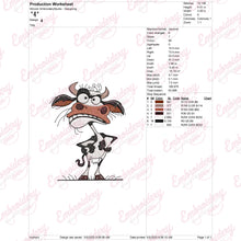 Whimsical Funny Cow Animal Embroidery Design