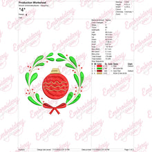 Christmas Ornament Wreath Embroidery Design