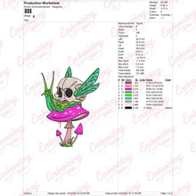 Skull Snail On Mushroom Embroidery Design