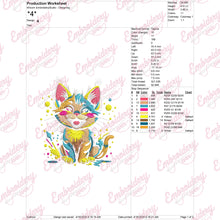 Colourful Artistic Cat Embroidery Design