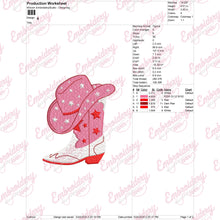 Pink Star Cowgirl Boots Embroidery Design