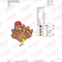 Thanksgiving Turkey Football Player Embroidery Design