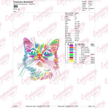 Colorful Cat Head Embroidery Design