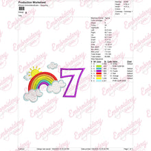 Rainbow Birthday Number 7 Embroidery Design