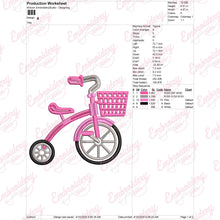 Pink Tricycle Machine Embroidery Design