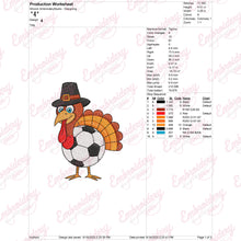 Soccer Turkey Thanksgiving Embroidery Design