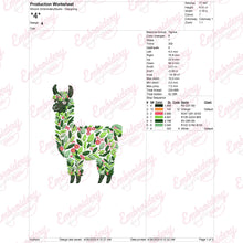 Tropical Leaves And Flowers Llama Embroidery Design