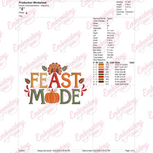 Feast Mode Funny Quote Embroidery For Thanksgiving