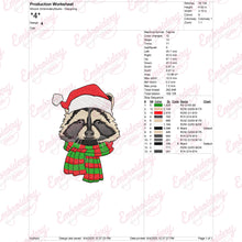 Christmas Raccoon Head Embroidery Design