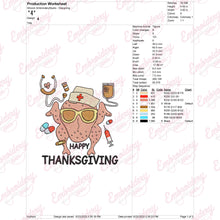 Nurse Thanksgiving Turkey Embroidery Design