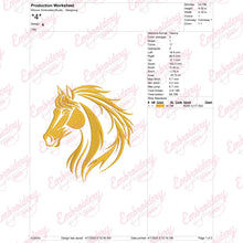 Golden Horse Head Embroidery Design