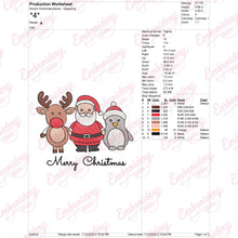 Santa Reindeer And Penguin Christmas Embroidery Design