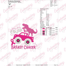 Crush Breast Cancer Dinosaur Monster Truck Embroidery Design