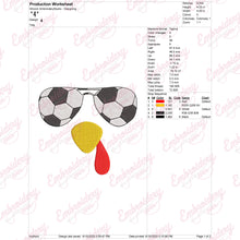 Turkey Face With Soccer Sunglasses Thanksgiving Embroidery Design