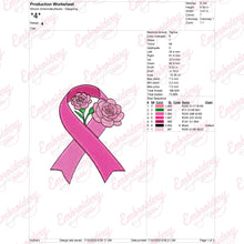 Pink Awareness Ribbon Flower Embroidery Design