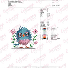 Whimsical Bird In Bloom Embroidery Design