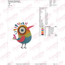 Crazy Colorful Bird Machine Embroidery Design